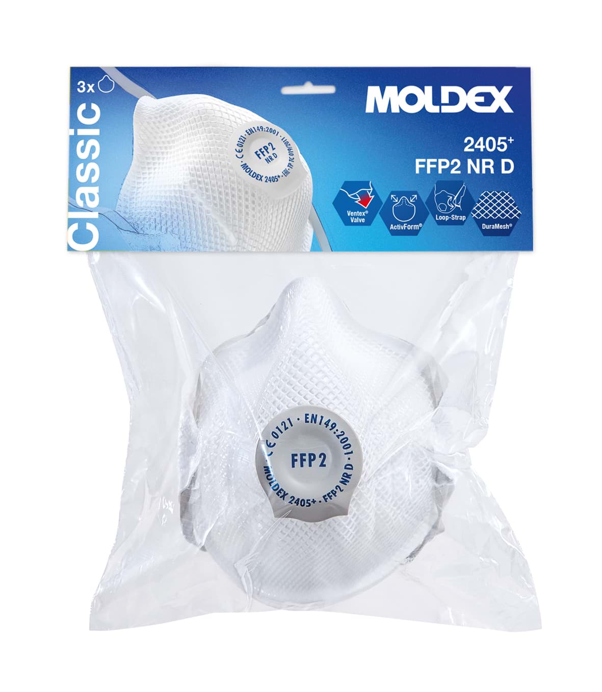 Bild von MOLDEX® 2405 FFP2 NR D mit Klimaventil in der Blisterverpackung