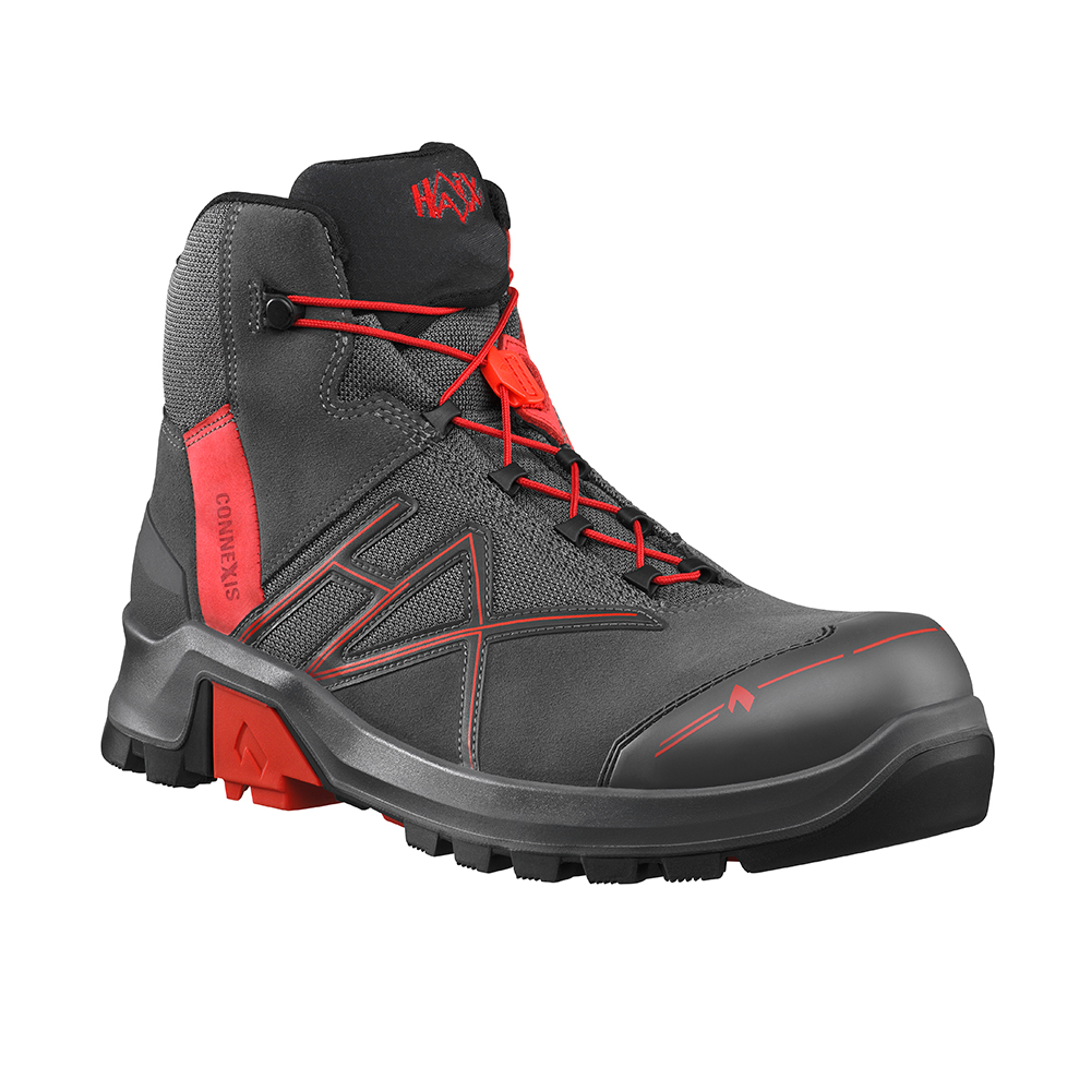 Bild von CONNEXIS Safety+ GTX mid/grey-red 631011, Herren Sicherheitsstielel S3 ESD GORE-TEX® Ausstattung und Faszienstimulation