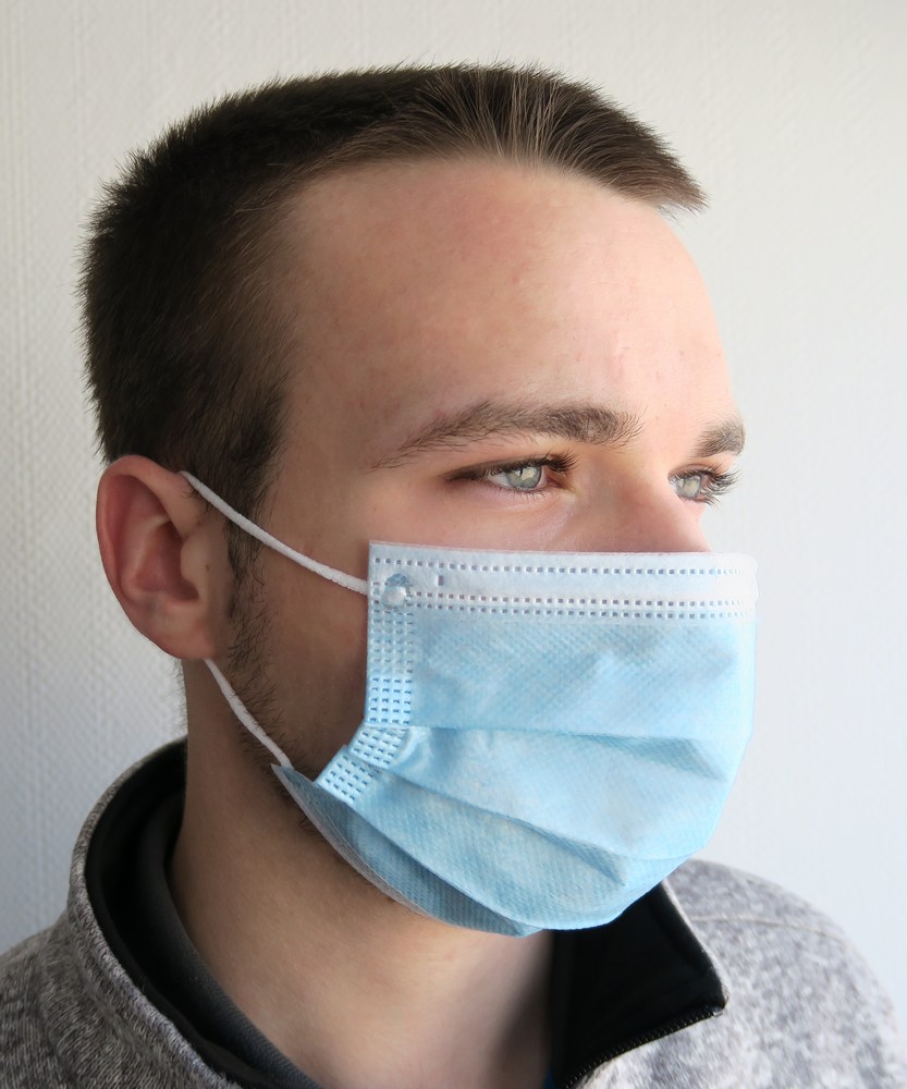 Bild von medizinischer OP-Mundschutz, blau, 3-lagig, 50 Stk.